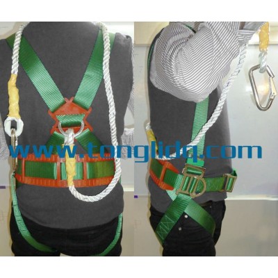 Full body polyester lifeline safety harness with safety rope